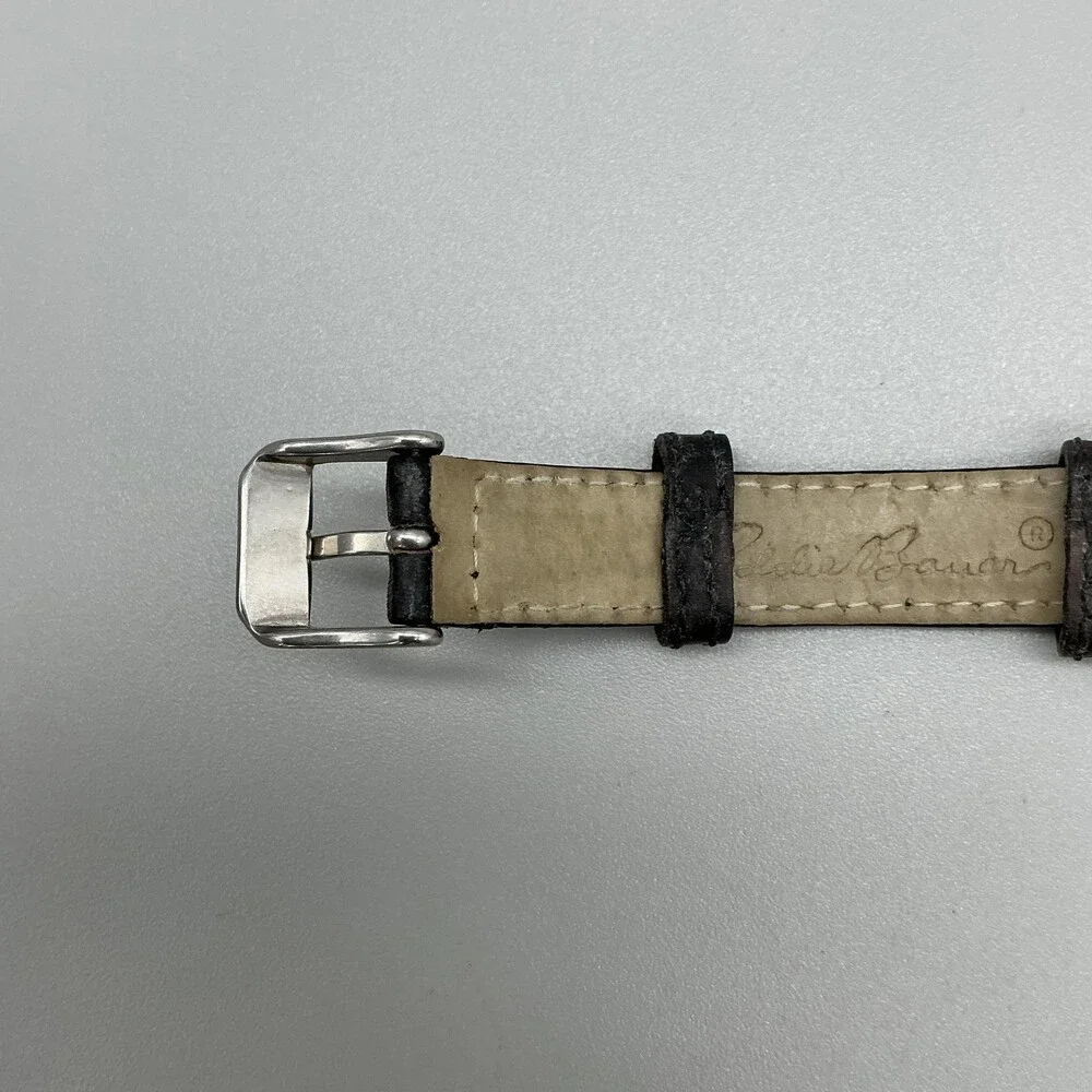 Eddie Bauer V102 Womens Watch 30mm White Dial Black Leather Date New Battery
